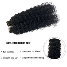 Load image into Gallery viewer, Black Water Wave Tape in Human Hair Extension Brazilian Hair Skin Weft Tape in Curly Human Hair 20pcs Tape in Hair Extensions
