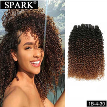 Load image into Gallery viewer, Spark 1/3/4 Bundles Afro Kinky Curly Human Hair Extensions Ombre Brazilian 100% Human Hair Weave Bundles
