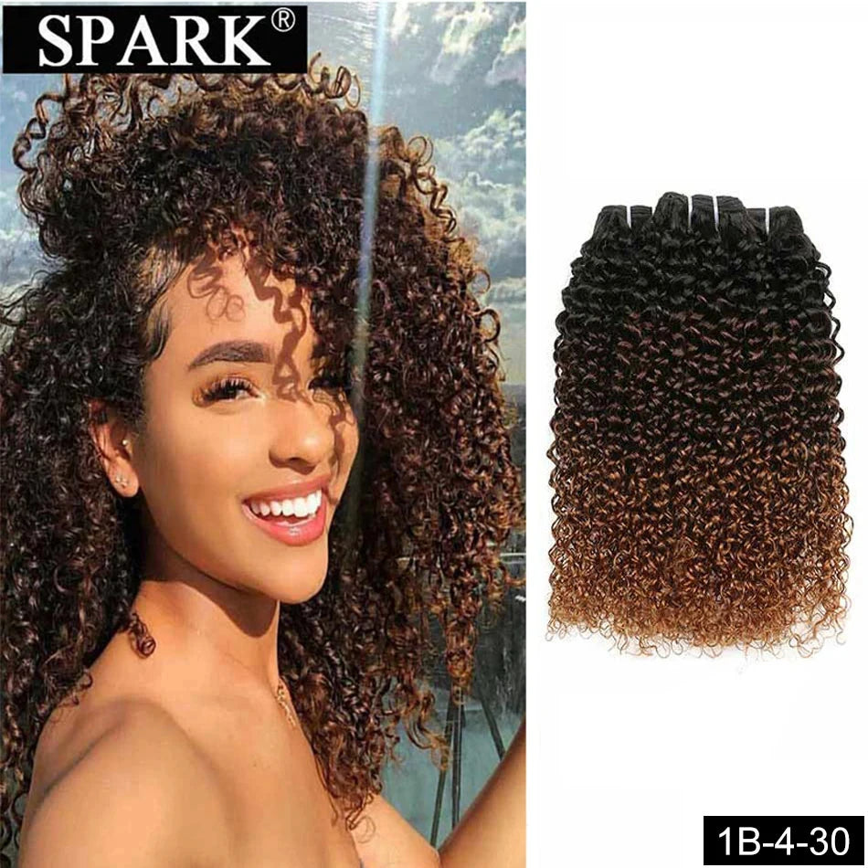 Spark 1/3/4 Bundles Afro Kinky Curly Human Hair Extensions Ombre Brazilian 100% Human Hair Weave Bundles