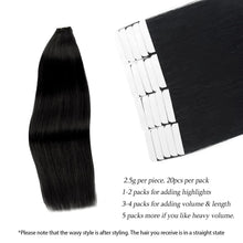 Load image into Gallery viewer, Straight Tape In Hair Extensions Skin Weft Tape in Hair Extensions Adhesive Invisible 100% Real Human Hair Natural Color 26 Inch
