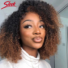 Load image into Gallery viewer, Sleek Afro Kinky Curly Black Human Hair Wigs Ombre T1B/30 Brazilian Curly Machine Made Remy Cheap Human Hair Wigs
