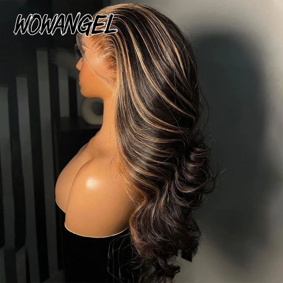 1B27 Highlight Colored Wig 13x6 HD Lace Frontal Human Hair Wig 34inch Body Wave Melt Skin 13x4 Full Frontal Wig Brazilian Hair