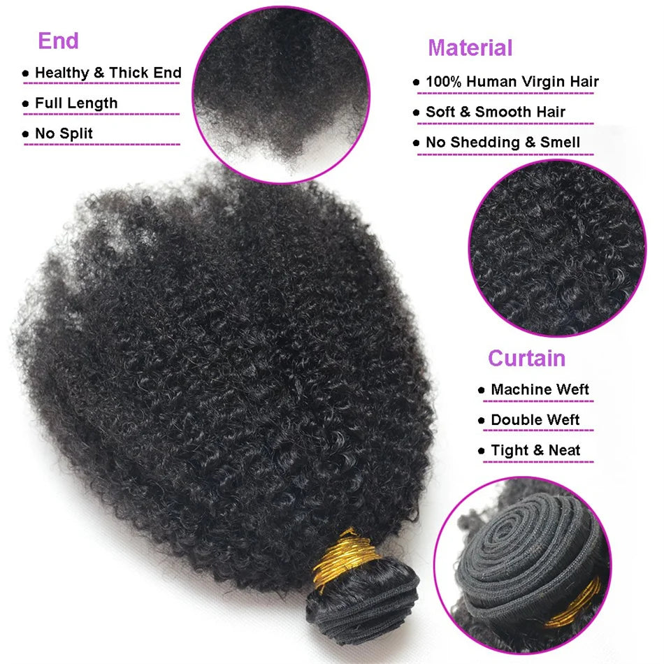 Brazilian Afro Kinky Curly Human Hair Bundles 4b 4c Afro kinky Bulk Human Hair Weave Bundle Deal Hair Extensions Wholesale