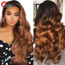 Load image into Gallery viewer, Ombre Honey Blonde Lace Front Wig 13x4 HD Lace Frontal Wig Blonde 4x4 Body Wave Closure Wig Ombre Human Hair Wigs For Women 180%

