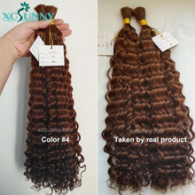 Load image into Gallery viewer, Bulk Human Hair No Weft For Braiding Curly Deep Wave Extensions Bulk Human Hair Bundles Wholesale For Boho Knotless Braids
