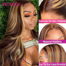 Load image into Gallery viewer, Highlight Body Wave Lace Front Wig Brazilian Honey Blonde Colored Human Hair Wigs For Women 30 Inch Full Hd Glueless Lace Wigs
