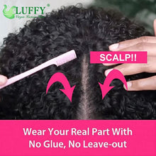 Load image into Gallery viewer, Afro Kinky Curly Human Hair Wigs 1x4 U V Part Wig Kinky Curly No Leave Out Brazilian Human Hair Wig For Black Women 200% Density

