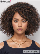 Load image into Gallery viewer, Highlight Short Kinky Curly Bob Wigs For Women Brazilian Remy Human Hair Wigs Easy Wear Human Hair Wig With Bangs 200% Density
