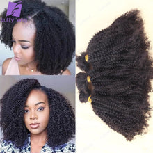 Load image into Gallery viewer, Mongolian Afro Kinky Curly Hair Bulk Human Hair for Braiding Double Drawn No Weft Kinky Curly Bulk Hair Bundles Wholesale LUFFY
