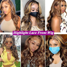 Load image into Gallery viewer, 5x5 HD Closure Highlight Wig 360 Full Lace Frontal Wig Glueless Wig Honey Blonde Human Hair Wigs Ombre Body Wave Lace Front Wig
