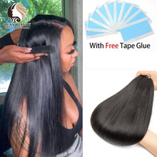 Load image into Gallery viewer, Straight Tape Hair Extensions Human Hair Natural Black Brazilian Remy Hair Extensions Invisible Tape Ins Real Hair 20pcs/Pack
