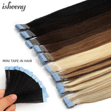 Load image into Gallery viewer, Mini Tape in Human Hair Extensions Natural Seamless Invisible SKin Weft 12&quot;-20&quot; Machine Remy Double Sided Adhesive Human Hair
