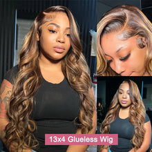 Load image into Gallery viewer, Wear And Go Highlight Ombre 7x5 Closure Pre Cut Glueless Wig Human Hair Ready To Wear 4/27 Body Wave  13x4 Front Preplcuked
