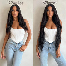 Load image into Gallery viewer, MERISIHAIR Synthetic One Piece 5clips Long Curly Clips in Hair Extension Hair Water Wave Blonde Black 24&quot; For Women Hairpieces
