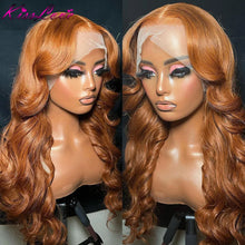 Load image into Gallery viewer, Ginger Brown Lace Front Wig Human Hair For Women 13x4 Lace Frontal Wigs Pre-Plucked Brazilian Blonde Colored Body Wave Lace Wigs
