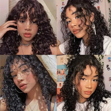 Load image into Gallery viewer, Long Water Wave Wigs For Black Women Malaysian Curly Human Hair Wigs With Bangs Full Machine Made Wigs Cheap Remy Human Hair Wig
