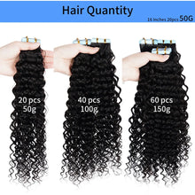 Load image into Gallery viewer, Veravicky Deep wave Kinky Curly Tape In Hair Extensions Human Hair Curly Wave Hair 14-24 Real Remy Hair Skin Weft Thick Bundles
