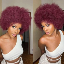 Load image into Gallery viewer, QVR Short Afro Kinky Curly Wigs With Bangs For Women Fluffy Short Afro Curly Wigs Human Hair Wig 180% Density Full Machine Hair
