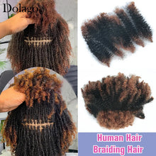 Load image into Gallery viewer, Human Braiding Hair Afro Kinky Curly Locks Hair Extensions Microlocs Bulk Hair For Braiding Ombre Color Brown Crochet Braids 4C
