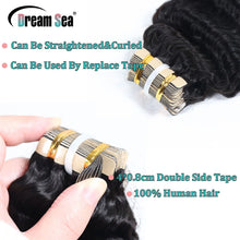 Load image into Gallery viewer, 18Inch Deep Wave Tape In Hair Extensions Human Hair For Women Kinky Curly Double Drawn Tape Ins Brazilian Remy Hair Extensions
