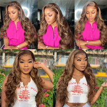 Load image into Gallery viewer, Highlight Wig Human Hair Body Wave Brazilian Hair 13x6 Hd Lace Frontal Wig For Women Glueless Blonde Lace Front Wig Human Hair
