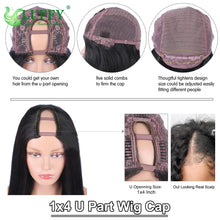 Load image into Gallery viewer, Afro Kinky Curly Human Hair Wigs 1x4 U V Part Wig Kinky Curly No Leave Out Brazilian Human Hair Wig For Black Women 200% Density
