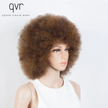 Load image into Gallery viewer, QVR Short Afro Kinky Curly Wigs With Bangs For Women Fluffy Short Afro Curly Wigs Human Hair Wig 180% Density Full Machine Hair
