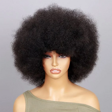 Load image into Gallery viewer, QVR Short Afro Kinky Curly Wigs With Bangs For Women Fluffy Short Afro Curly Wigs Human Hair Wig 180% Density Full Machine Hair
