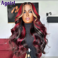 Load image into Gallery viewer, Red Blonde Highlight 13X6 Wavy Lace Frontal Wig Glueless 13x4 Body Wave Human Hair Wigs PrePlucked 4X6 Lace Wigs For Black Women
