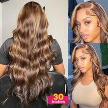 Load image into Gallery viewer, Highlight Wig Human Hair 13x4 13x6 Lace Frontal Wig Human Hair Wigs For Women 30 40 Inch Honey Blonde Body Wave Lace Front Wig
