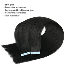 Load image into Gallery viewer, Tape In Straight Human Hair Extensions Brazilian Hair Adhesive Extensions Skin Weft Black Brown 100% Real Human Hair for Women
