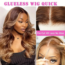 Load image into Gallery viewer, Glueless Highlight Wig Body Wave Human Hair Wigs Brazilian Hair 13x6 Hd Lace Frontal Wig For Women Blonde Hair Wig Ready To Wear
