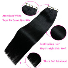 Load image into Gallery viewer, Tape In Brazilian Human Hair Straight Extensions 14-26inches Skin Weft Adhesive Glue 100% Real Remy Human Hair On Salon Quality
