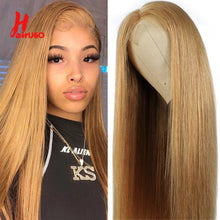 Load image into Gallery viewer, #27 Honey Blonde 13x4 Lace Front Wigs Human Hair Straight 4x4 Lace Closure Wigs Remy Straight Human Hair Wigs For Women HairUGo
