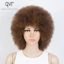 Load image into Gallery viewer, QVR Short Afro Kinky Curly Wigs With Bangs For Women Fluffy Short Afro Curly Wigs Human Hair Wig 180% Density Full Machine Hair
