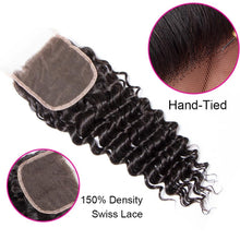 Load image into Gallery viewer, Deep Wave Closure HD Transparent Lace Closure 100% Remy Human Hair
