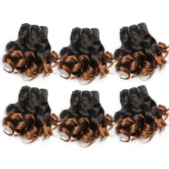 6 Pcs/Lot Curly Hair Bundles 8 Inch Ombre Brazilian Hair Weave Bundles Color 1B/2/4/30/33/99J Human Hair Extension Remy