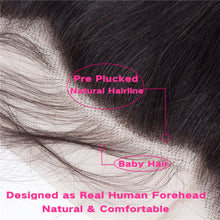 Load image into Gallery viewer, Peruvian Straight Human Hair Lace Frontal Closure 13x4 Middle/Free/Three Part Swiss Lace 100% Remy Natural Hairline
