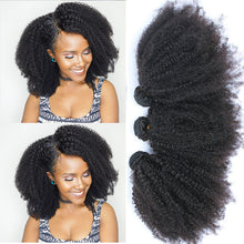 Load image into Gallery viewer, Mongolian Afro Kinky Curly Human Hair Bundles With Closure 100% Human Hair Weave Extensions 4B 4C Virgin Hair
