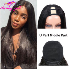 Load image into Gallery viewer, FG Straight U Part 150% Density Natural Brazilian Human Hair Long Wigs Brazilian Straight Wigs Non Lace For Black Women 8-28Inch
