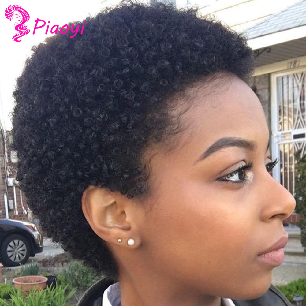 Afro Kinky Curly Wigs Short Cut Wig 100% Brazilian Curly Human Hair Wig For Black Women Full Machine Wigs Short Pixie Cut Wig