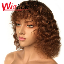 Load image into Gallery viewer, Curly Human Hair Wig Brazilian Hair Wig With Bangs Highlight Ombre Human Hair Wig T1B 30 Wigs For Women Machine Made Wigbow
