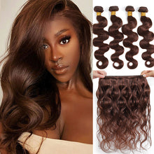 Load image into Gallery viewer, Brazilian Body Wave Hair Bundles 100% Human Hair Weave Natural Color #4 Brown Remy Hair Extension 1/3/4pcs Colored Weaving
