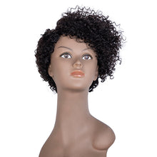 Load image into Gallery viewer, Lekker Short Curly Human Hair Wigs For Black Women Pixie Bob Afro Kinky Brazilian Remy Natural Part Side With Bangs Cheap Wigs
