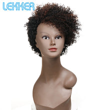 Load image into Gallery viewer, Lekker Short Curly Human Hair Wigs For Black Women Pixie Bob Afro Kinky Brazilian Remy Natural Part Side With Bangs Cheap Wigs
