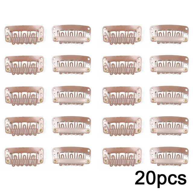 Alileader 20Pcs/Lot Clip In Hair Extension Wig Clips For Human Hair Bangs Snap Hair Clips For Extensions Metal Comb For Closure