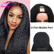 Load image into Gallery viewer, FG Brazilain Kinky Straight Human Hair Wigs Yaki Straight U Part Wig Remy Hair Full Machine Wigs For Black Weman 150% Density
