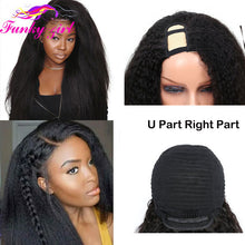 Load image into Gallery viewer, FG Brazilain Kinky Straight Human Hair Wigs Yaki Straight U Part Wig Remy Hair Full Machine Wigs For Black Weman 150% Density
