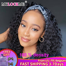 Load image into Gallery viewer, Headband Wig Human Hair Kinky Curly MYLOCKME Glueless Full Machine Made Brazilian Remy Human Hair Wigs For Women 180% Density
