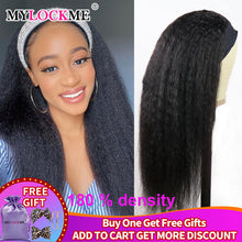 Load image into Gallery viewer, MYLOCKME Headband Wig Human Hair Afro Kinky Curly Brazilian Remy Hair Glueless Wigs For Black Women Machine Made 180 Denisty
